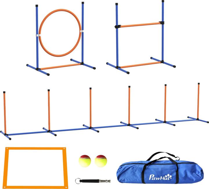 Produktbild PawHut Hunde Agility Set Kunststoff, Oxfordstoff Orange+Blau (Agility)