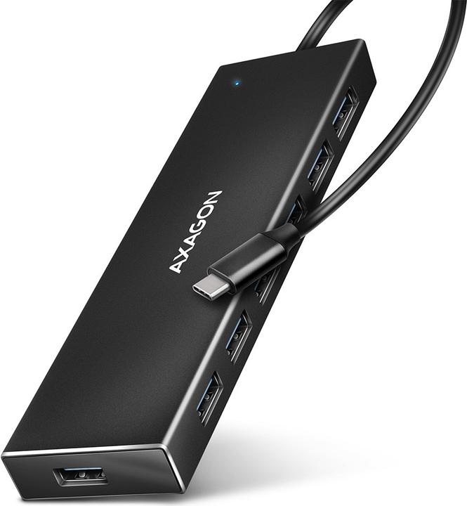 Produktbild Axagon HUE-F7A 7x USB 3.2 Gen 1 Aluminium Flat Hub, 30 cm USB-C-Kabel (USB-C, 7 Ports)