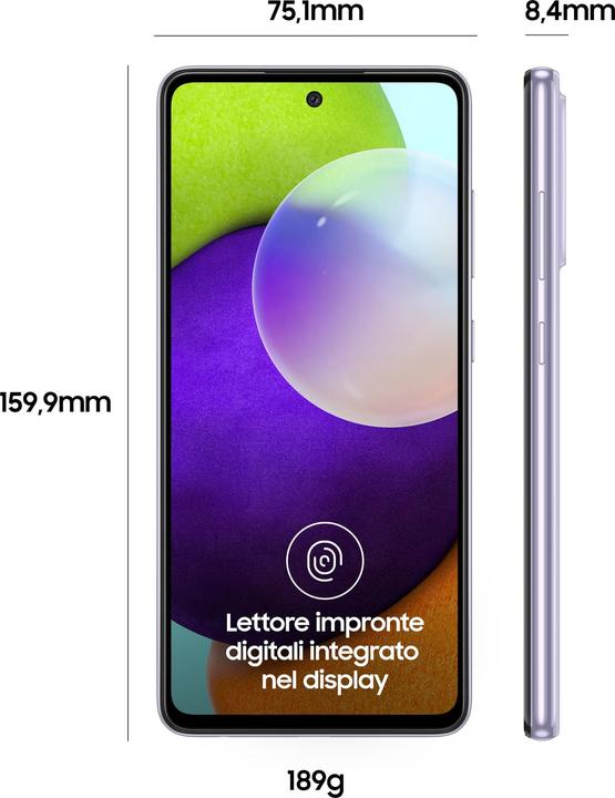 Immagine prodotto Samsung Galaxy A52 UE (128 GB, Lavanda, 6.40", Doppia SIM, 64 Mpx, 4G)