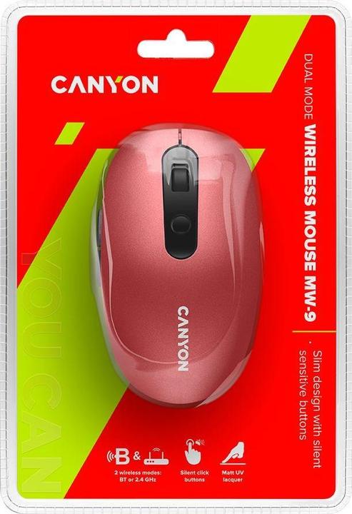 Actual product image Canyon MW-9 2 in 1 Optical Wireless Mouse 6 Buttons, DPI 800/1000/1200/1500, 2 modes (BT / 2.4GHz) (Wireless)