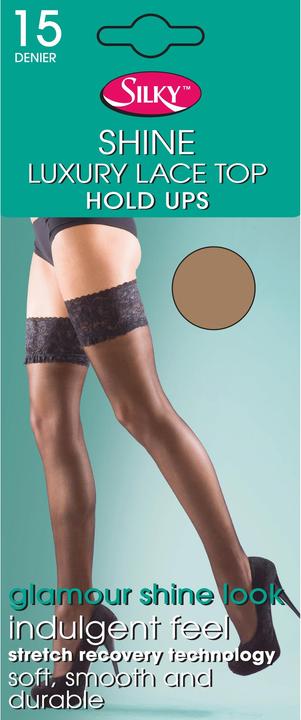 Silky Shine Halterlose Strümpfe mit Spitzenabschluss (M)