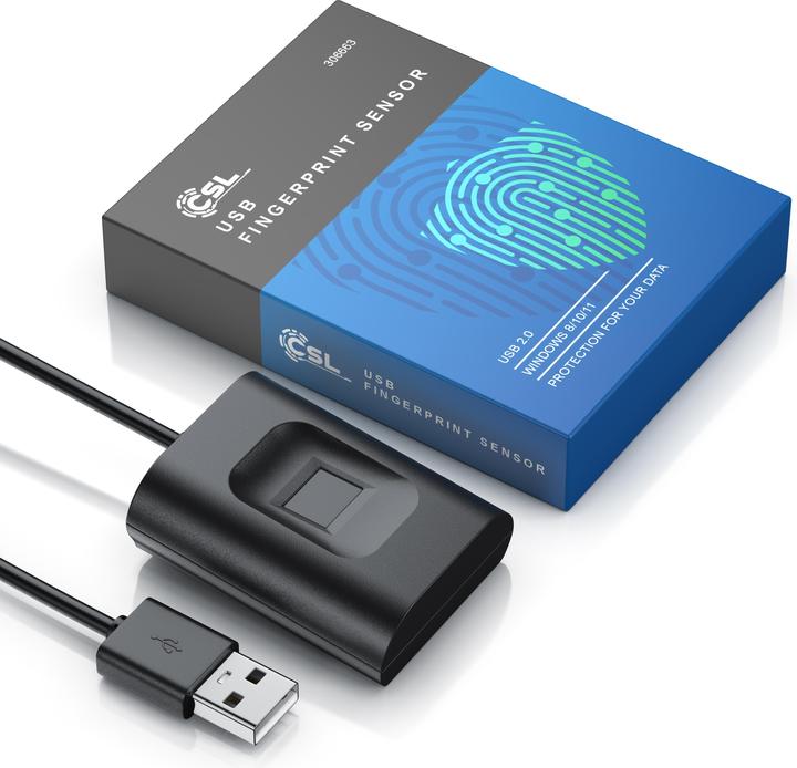 Produktbild CSL Fingerabdrucksensor, USB Fingerabdruckleser, 10 IDs, Rundumerkennung, plug & play, für Win 8/10/11