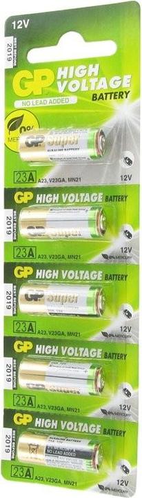 Actual product image GP Batteries 23A, 23Ae, A23, VA23GA, MS21, MN21, 8LR932 (5 pcs., LR9, 38 mAh)