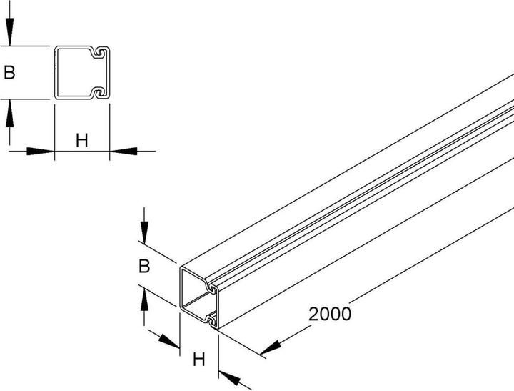 Produktbild Kleinhuis HKL2020.1 HKL-Kanal 20x20 grau RAL7030 HKL2020.1 (200 cm)