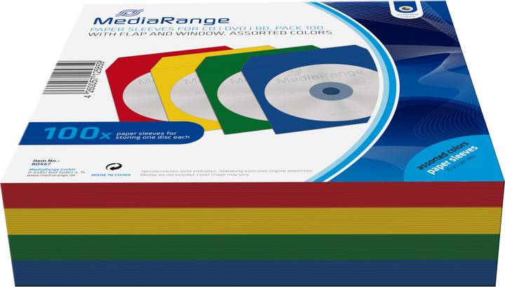 Productafbeelding MediaRange CD/DVD Papierhüllen farbig mit Sichtfenster