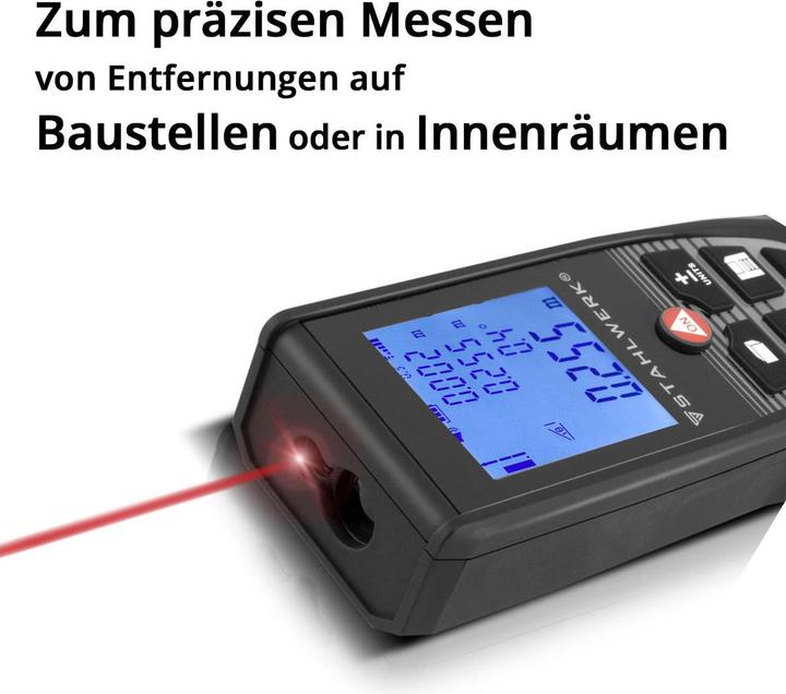 Image du produit Stahlwerk Télémètre laser LDM-80 ST jusqu'à 80 m écran LCD rétro-éclairé (80 m, 635 nm)