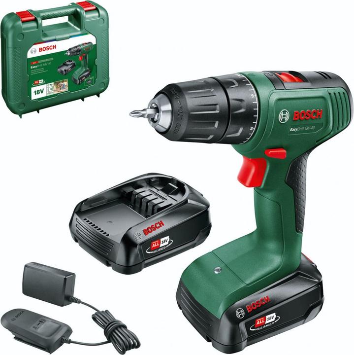 2 Akkupacks PBA 1, Akku-Schrauber EasyDrill 18V-40