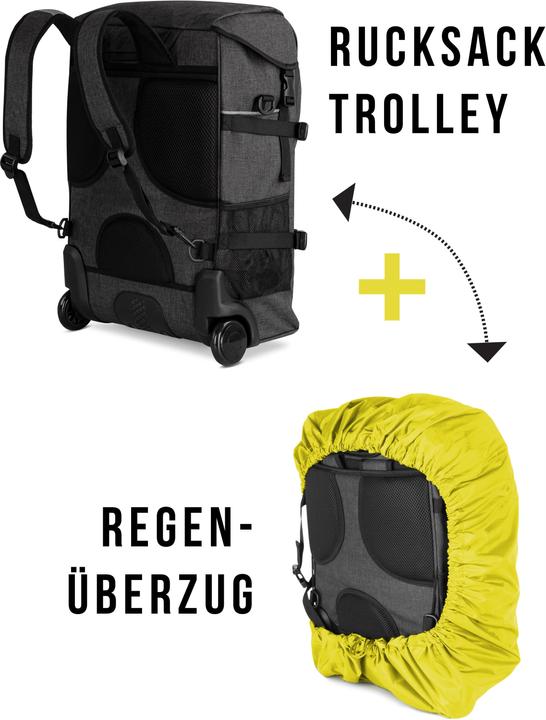 Immagine prodotto Normani Rucksack mit Trolleyfunktion 37 L und Regenüberzug (37 l, Bagaglio a mano (fino a 50 litri))