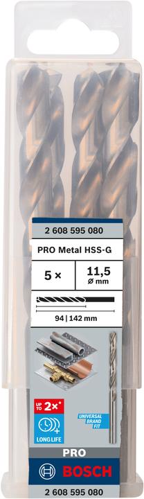 Immagine prodotto Bosch Professional Zubehör Trapano PRO Metal HSS-G, 11,5 x 94 x 142 mm (11,5 mm)