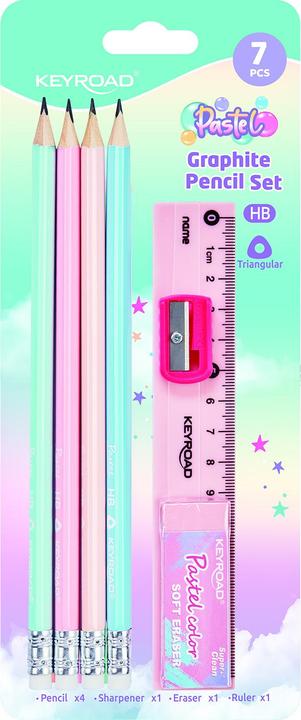 Actual product image Keyroad School set, pastel, 7-piece, blister, mix colours (7 x)