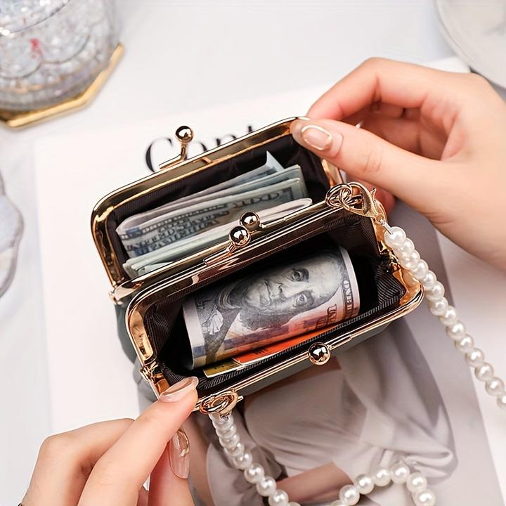 Produktbild Only-Bags.Store Doppelte Kiss-Lock-Layer-Tasche, klassische Retro-Schultertasche, Kunstleder-Crossbody-Tasche