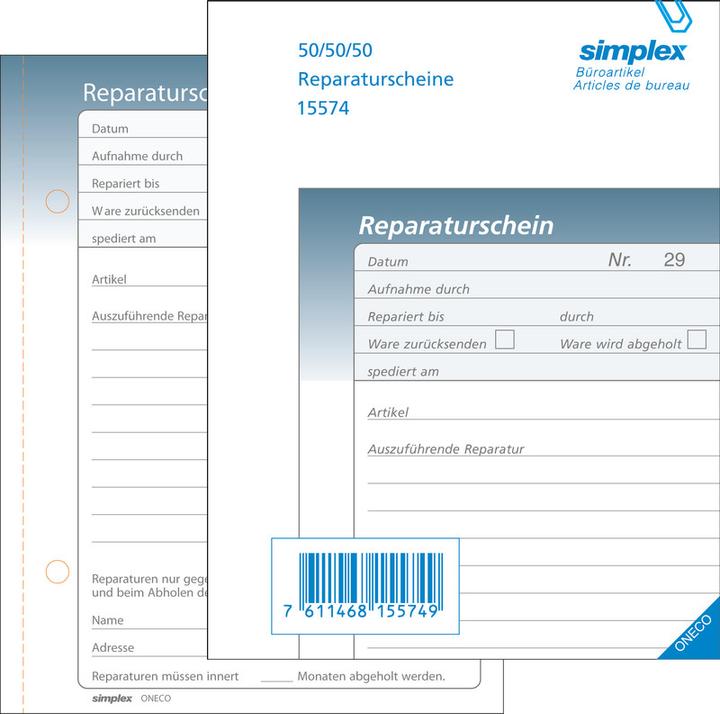 Image du produit Simplex Bulletins de réparation A6 allemand (50 x)