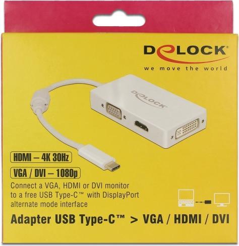 Actual product image Delock USB-C to (HDMI, VGA, DVI, 16 cm)