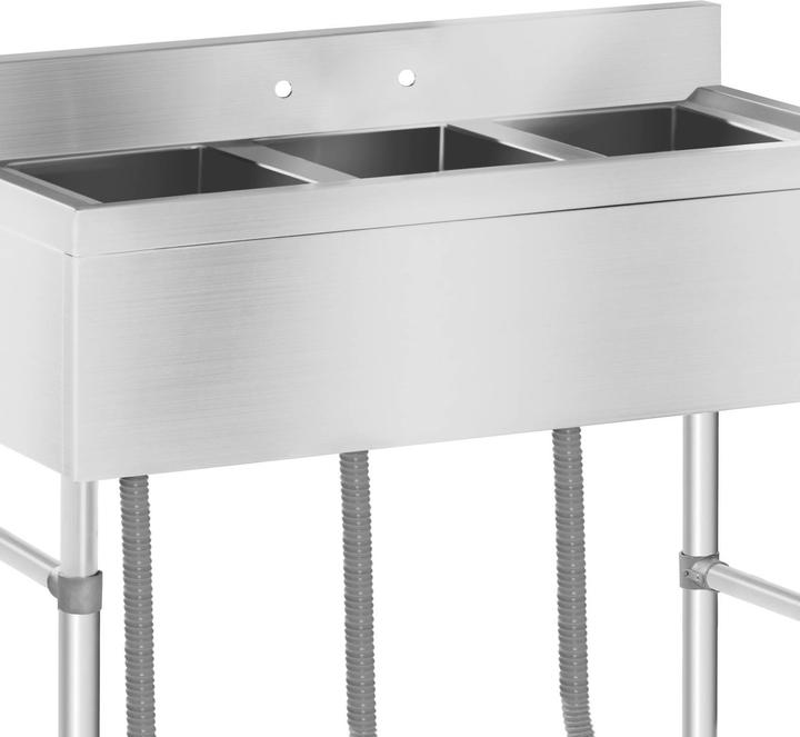 Image du produit Royal Catering Evier professionnel – 3 Bacs – 100 x 50 x 97 cm (Éviers à poser, 25 cm, 100 cm)
