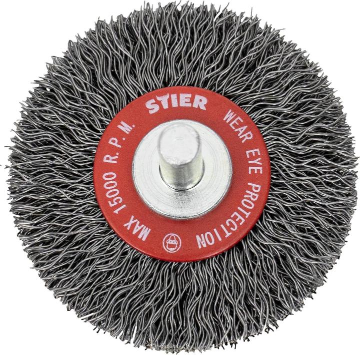 Produktbild Stier Rundbürste Ø 50 mm, Schaft-Ø 6 mm, 0,3 mm, gewellt, Stahl