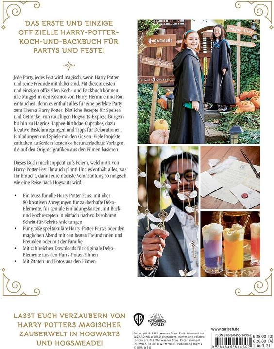 Actual product image Das offizielle Harry-Potter-Koch- und Backbuch für zauberhafte Feste und magische Partys (German, Jennifer Carroll, 2021)