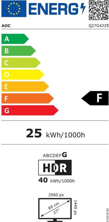 Energy Label AOC 68,6cm (27") Q27G42ZE 16:09 black/red (2560 x 1440 pixels, 27")