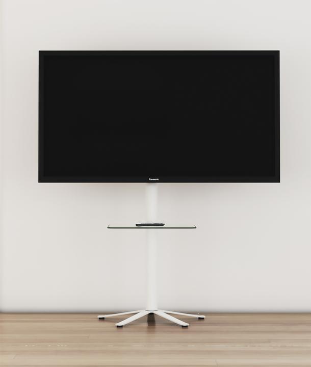 Image du produit VCM Pied TV Alu Xila avec étagère intermédiaire en verre (61 x 61 x 100 cm)