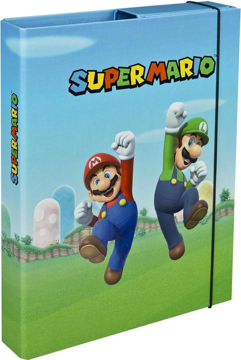 Image du produit Undercover Chemise à élastique A4 Super Mario, dos 4 cm vert/bleu clair/rouge (A4, 1 x)
