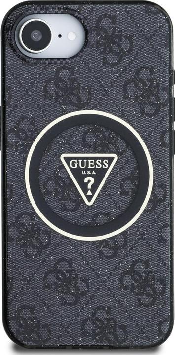 Immagine prodotto Guess Case IML Metal Glitter 4G Circle Triangle MagSafe for iPhone 16e black (Apple iPhone 16e)