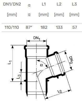 Actual product image Magnaplast Tee 87 ° for internal sewage system UdBEA, low noise 110 mm (146470) (T-connection)