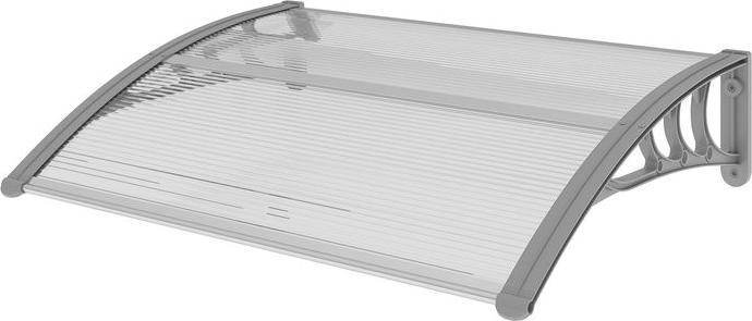Immagine prodotto Swisshandel24 Vordach für Haustür 100 x 75 cm Pultbogenvordach aus Aluminium und Polycarbonat, silber