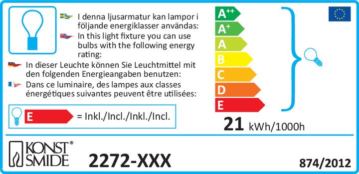 Label énergétique Konstsmide Lustre en bois Klar Lampe à incandescence 22