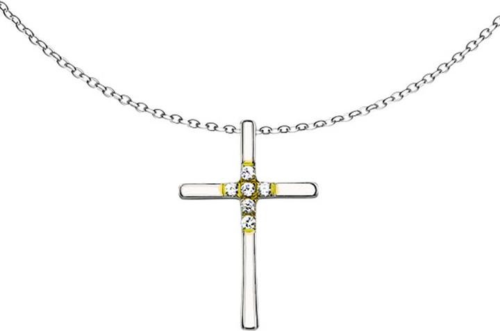 Actual product image Star Piercing Chain silver pendant cross with crystal (Surgical steel 316L, without brass)