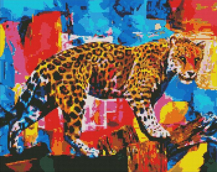 Actual product image Ideyka Diamond Painting - Leopard with frame 40 x 50 cm