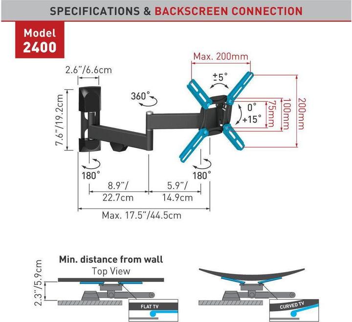 Produktbild Barkan Wh 2400 (Wand, 43", 30 kg)