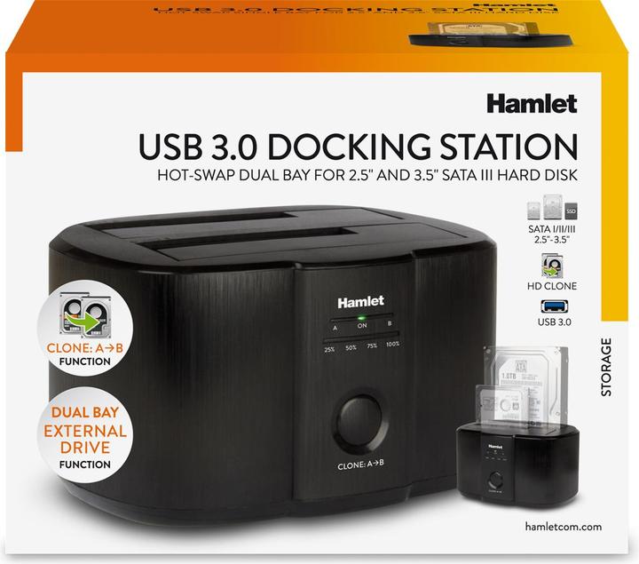 Actual product image Hamlet USB 3.0 Docking Station for 2.5" or 3.5" usb 3.0 sata hard disks