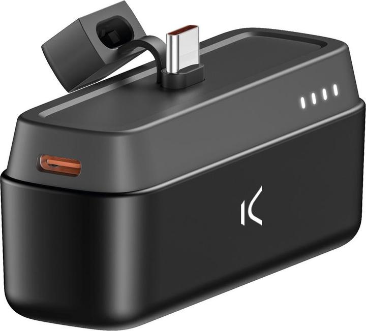 KSIX Powerbank tascabile USB-C da 4.800 mAh, supporto incorporato, 10 W, cavo da USB-A a USB-C, cariche (4800 mAh, 10 W, 10 Wh)