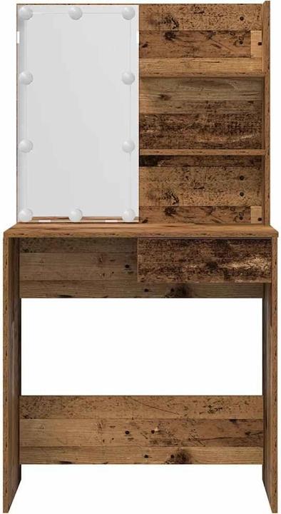 Image du produit VidaXL Schminktisch-Set mit LED-Leuchten Altholz-Optik Holzwerkstoff (74.5 x 40 x 141 cm)
