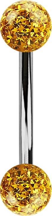 Produktbild Star Piercing Banane silber mit zwei Kristallkugeln topaz Epoxy Schutzschicht (ohne Messing, Titan G23)