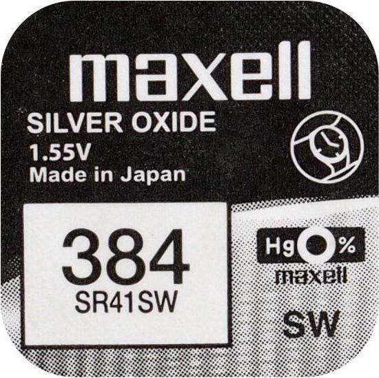 Immagine prodotto Maxell 384 / SR41SW - Uhrenbatterie (1 pz., LR41, 45 mAh)