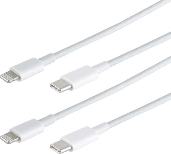 Produktbild S-Impuls 2er-Set Schnellladekabel USB-C auf 8-Pin, weiss, 2 m (2 m, USB 3.0)