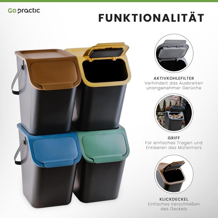 Immagine prodotto Go Practic 2-teiliges Mülltrennsystem mit Bioaktivkohlefilter (25 l)