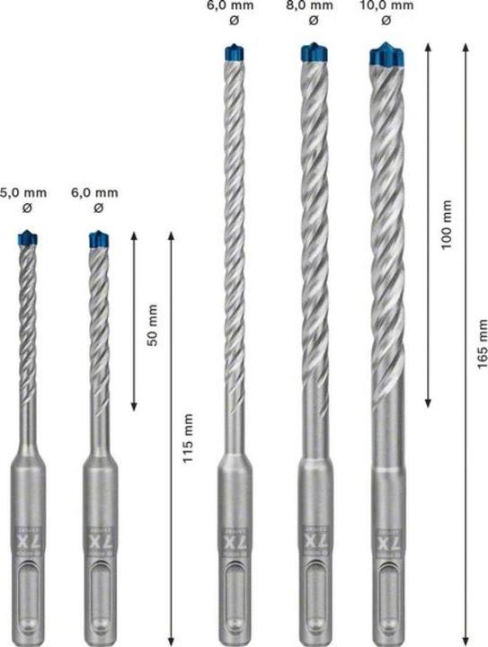 Actual product image Bosch Professional Zubehör EXPERT SDS plus-7X hammer drill bit set, 5/6/6/8/10 mm, 5 pcs. (5.0 mm, 6.0 mm, 10.0 mm, Ø 8.0 mm)