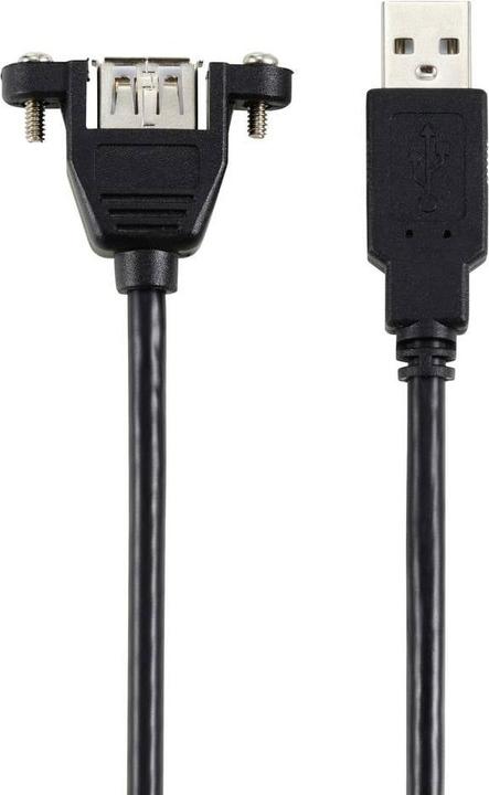 Actual product image Renkforce USB cable USB 2.0 USB-A male, USB-A female 1.00 m black for built-in use (1 m, USB 2.0)