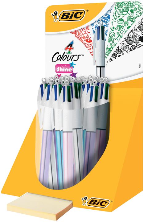 Produktbild Bic 4-Farb-Druckkugelschreiber ® 4 Colours® Shine, 0,4 mm, sort.Tubo-Display 20St (Multicolor, 20 x)