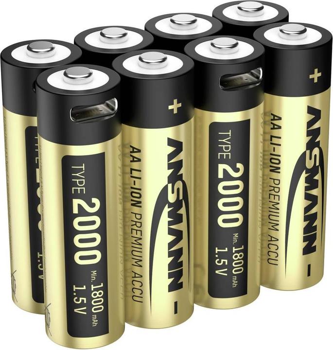 Produktbild Ansmann 1312-0039 Mignon (AA)-Akku Lithium 1800 mAh 1.2 V 8 St. (8 Stk., AA, 1800 mAh)