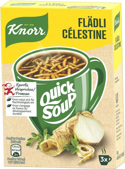 Knorr Quick Soup Célestine, savoureuses lanières de crêpes à chaque cuillerée, facile à préparer (450 ml)