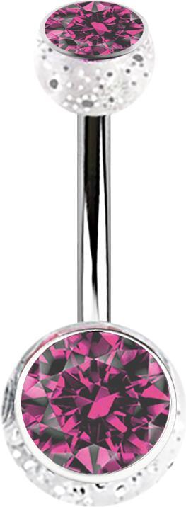 Immagine prodotto Star Piercing Banana argento con due sfere glitterate rosa cristallo trasparente (Acciaio chirurgico 316L, Acrilico, senza ottone)