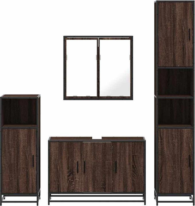 Immagine prodotto VidaXL Set di mobili da bagno da 4 pezzi Set di mobili da bagno in legno effetto rovere marrone