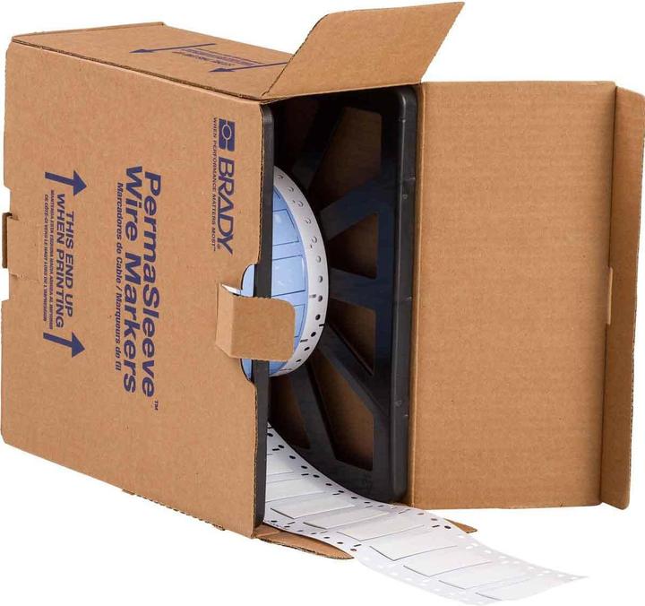 Actual product image Brady PS-500-2-WT, B-342, Permasleeve, heat-shrinkable polyolefin, white, 50.8 x 21.62mm, for Ka