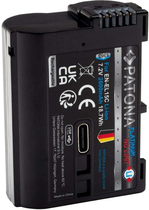 Produktbild Patona Platinum Akku Nikon ENEL15C USB-C (Kamera Akku)