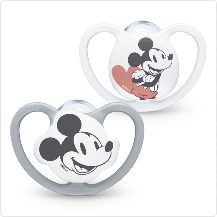 Productafbeelding NUK Disney Minnie Mouse Space Silicone Speen, 18-36 maanden, 2 stuks, grijs & wit (2 x, 18 - 36 M.)