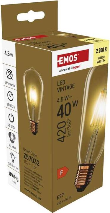 Produktbild Emos LED Lampe Vintage ST64 / E27 / 4,5 W (40 W) / 420 lm / Warmweiss (E27, 4.50 W, 420 lm, 1 x, F)