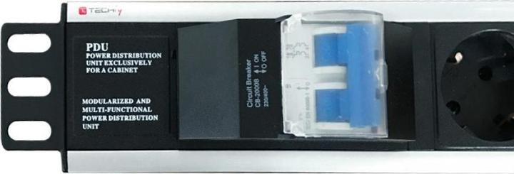 Immagine prodotto Techly I-CASE STRIP-16SH Unità di distribuzione dell'alimentazione (PDU) 6 prese AC 1.5U Alluminio (6 x, CEE 7/3, 3 m)
