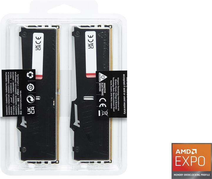 Produktbild Kingston Fury DDR5 32 GB (2 x 16 GB) 6000 MHz CL36 Beast Black RGB Expo AMD (2 x 16GB, 6000 MHz, DDR5-RAM, DIMM)
